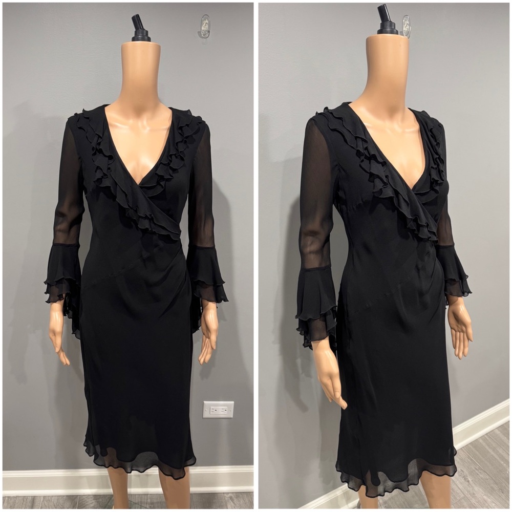 Vintage Elegant SILK Black Ruffle Dress from Express